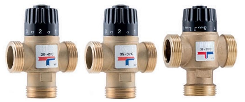 Клапан термостатический смесительный STOUT для систем отопления и ГВС 3/4" НР 20-43 °С KV 1,6 м³/ч