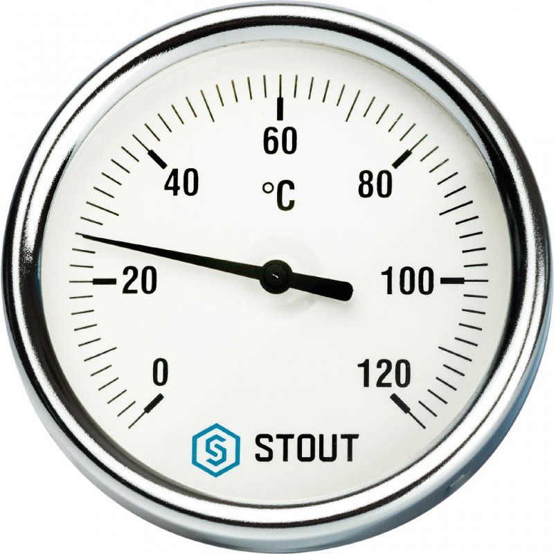 Термометр STOUT биметаллический D1/2"х80х50мм с погружной гильзой