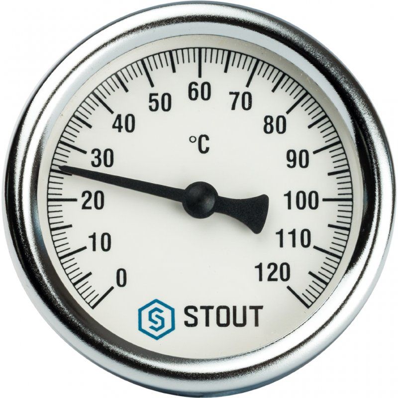 Термометр STOUT биметаллический D1/2"х63х50 мм с погружной гильзой  