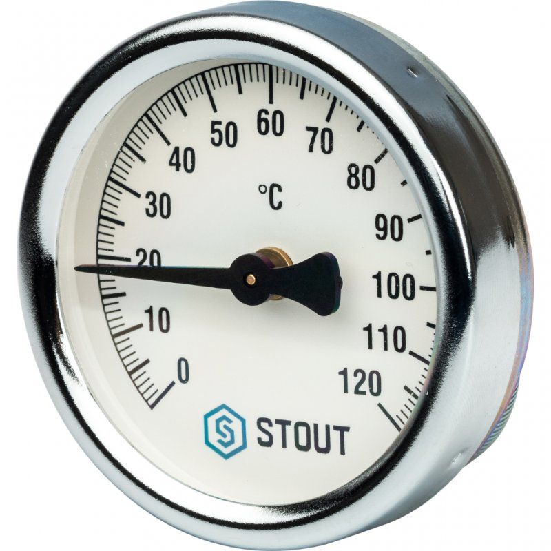 Термометр STOUT биметаллический D1/2"х63мм накладной с пружиной
